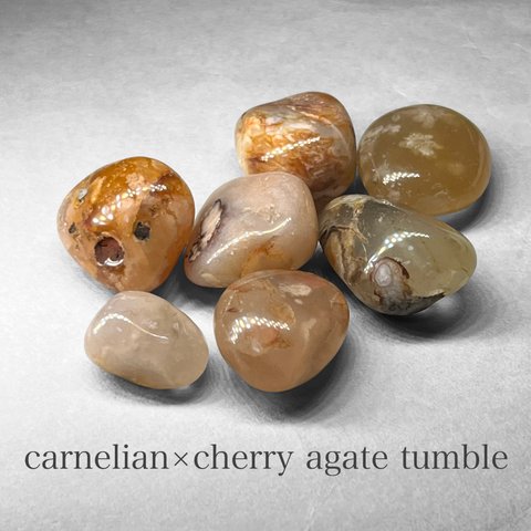 carnelian × cherry agate tumble / カーネリアン×桜瑪瑙タンブル