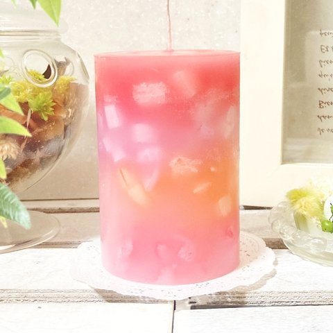 Φ6.7cm×H10cm ペタルキャンドル (ブーゲンビリア) № 000691 /Gradation Candle