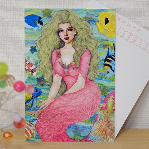「No.19 人魚」　イラストポストカード３枚セット