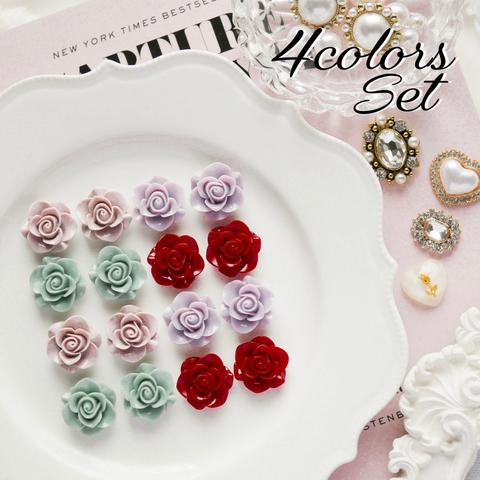 《4color SET》カラーローズ・アクリルカボションパーツ/4color×2個