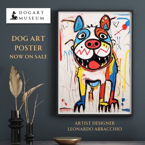 【ストリートドッグ - ボストンテリア犬 No.3】抽象画 現代アートポスター 犬の絵 犬の絵画 犬のイラスト