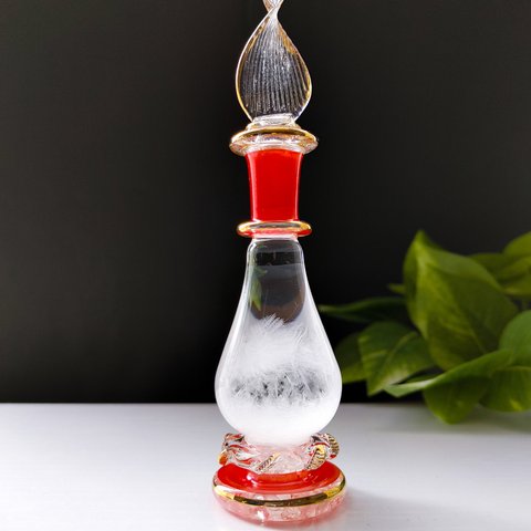 エジプト香水瓶(中)赤『天然石入りストームグラス』『エジプト香水瓶ストームグラス』エジプトガラス　エジプシャングラス