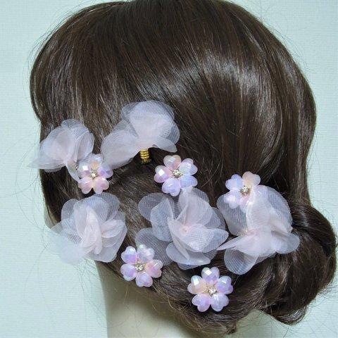 髪飾り ヘアアクセサリー さくら Uピンセット　桜ピンク 入学式 成人式 卒業式 結婚式