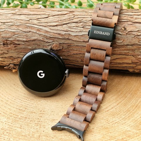 【木製バンド】EINBAND Google Pixel Watch 天然木 木のベルト【クルミ】