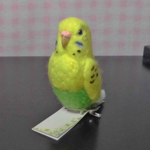  セキセイインコ イエロｰハルクイン mini♪☆マグネット/ブローチ どちらか選択     (鼻の色選択可） 足有に変更可能 　鳥のオブジェ  受注制作