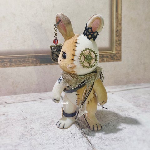 カスタム ウサギファミリー ホワイト シルバニアファミリーの人形 「Steampunk Toy Bunny」OA1 魔術師