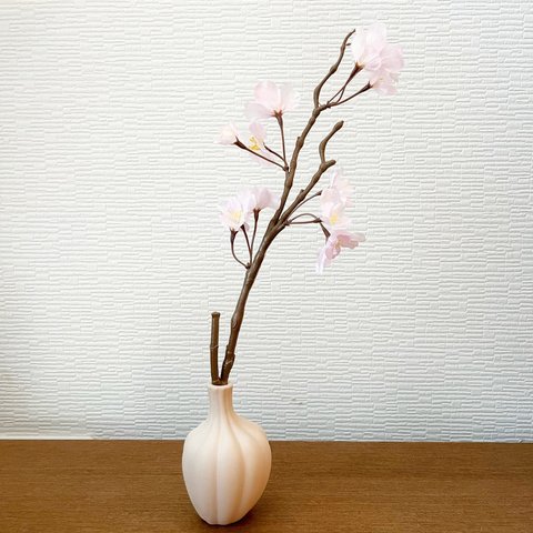 1点限定販売☆ 1本桜　アーティフィシャルフラワー　陶器風フラワーベース　光触媒加工