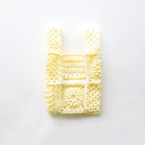 4種モチーフのクロシェバッグ Crochet bag Crochet motif×Light yellow