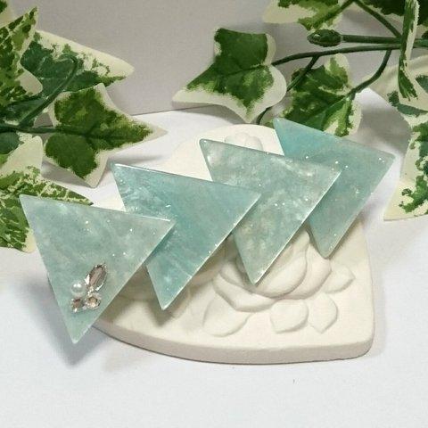 【送料込み】galette  ❇marble  triangle ( blue )バレッタ 