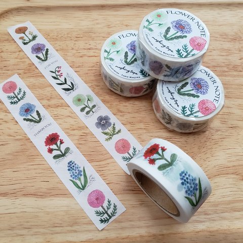 "FLOWER NOTE" イラスト マスキングテープ (washi tape)