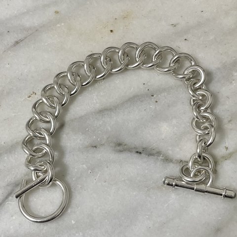 silver 950 horse shoe chain rink bracelet with moon stone