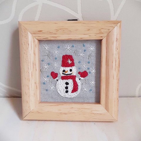 刺繍フレーム☃️スノーマン　雪だるま　クリスマス　壁飾り　インテリア雑貨