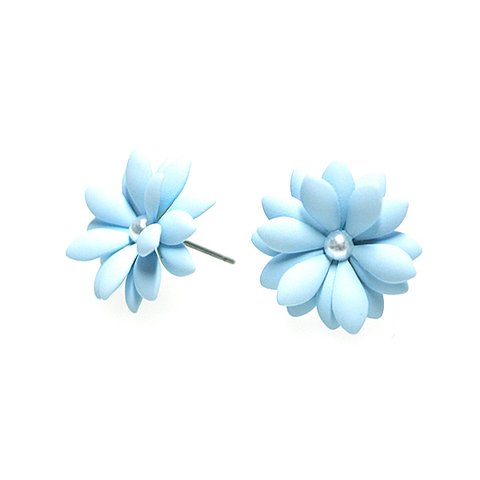 SALE【1ペア】チタン芯！パステルブルーカラー18枚の花びら〜FLOWERピアス、パーツ