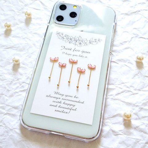 pastelpinkのheartflower　全機種対応　スマホケース 