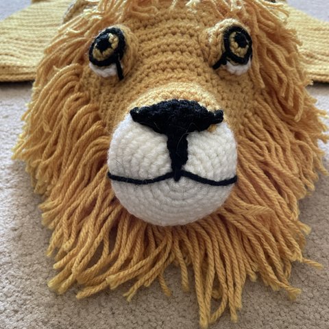 かぎ針編み動物ライオンラグマット(両面)【インテリア】デコレーション【座布団】【敷物】　Crochet Animal Lion rug (double sides)