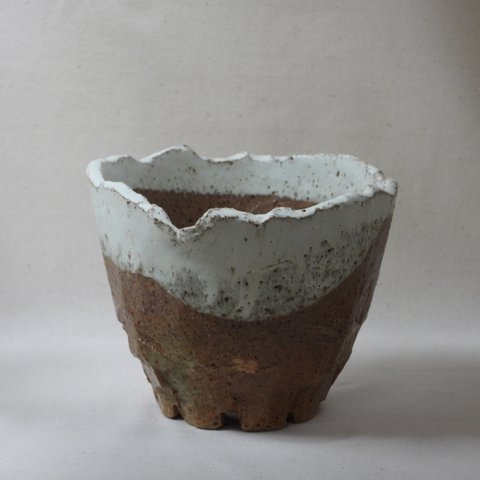 岩肌陶製植木鉢(雪)