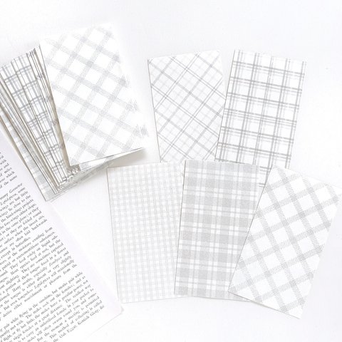 チェック デザインペーパー 紙素材 50枚set《gray》 [P356]