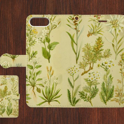 【original】アルプスの植物 アンティーク図鑑　 手帳型スマホケース　iphone Android