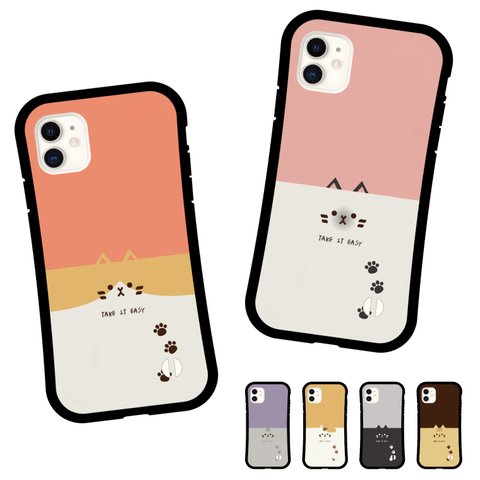 スマホケース グリップケース iPhone15 Pro ケース iPhone14 iPhone13 mini iPhone SE ケース おしゃれ かわいい 猫 ネコ ねこ イラスト