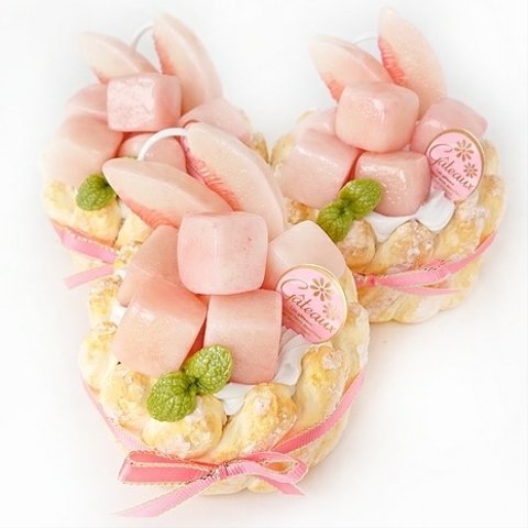 桃シャルロットケーキのメモスタンド   フェイクスイーツ 春　ひな祭り