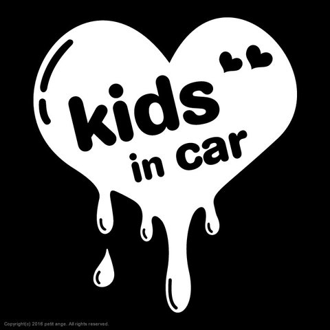 KIDS IN CAR(キッズインカー) セーフティーサインマーキングフィルムステッカー (とろけるハート：ホワイト)