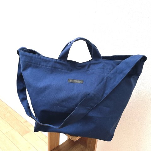 １１号帆布　ネイビー2wayたっぷりトートbag  (37-2）