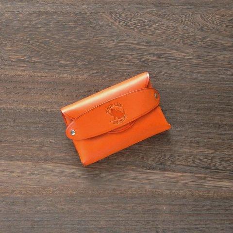 カードケース & 名刺入れ・オレンジno2  高級牛革イタリアンレザー