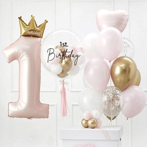 【24ピース】✴︎B✴︎1歳 誕生日バルーンセット ピンク