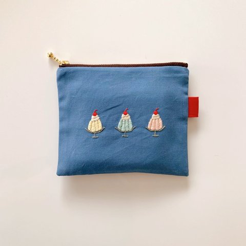  【手刺繍】レトロゼリーの刺繍ポーチ【14cmファスナー】