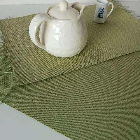 和紙の畳のランチョンマット　変わり織　緑