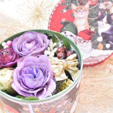 高貴なFlowerBox  猫のクリスマスバージョン