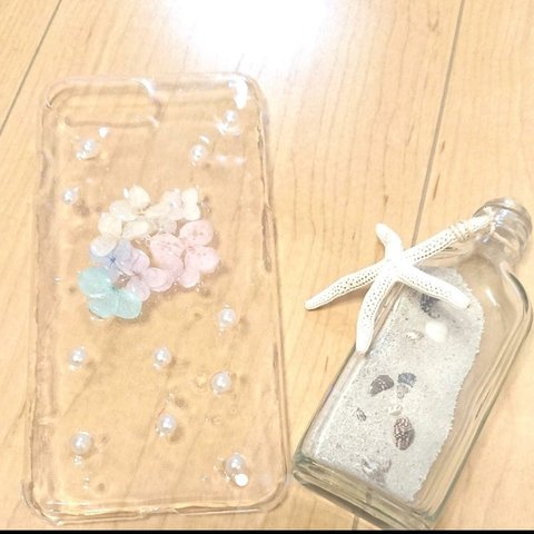 pearly rain iPhoneカバーケース ハンドメイド レジン