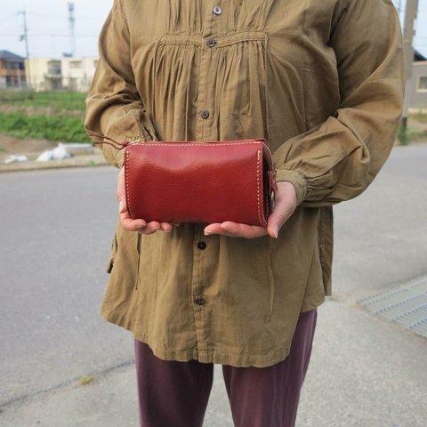 ジャバラの長財布 赤い財布  大きな革レザー財布/LV珊瑚