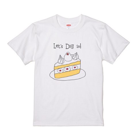 文鳥Tシャツ  「 ブンチョショートケーキ」白【受注生産】