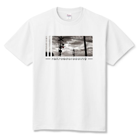 踏切 Tシャツ ワンポイントカラー 半袖 ユニセックス メンズ レディース 夏 風景