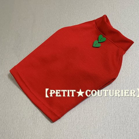 【送料無料】　No.4101　赤いクリスマス服　くまサンタのコサージュ付き　＜小型犬用＞