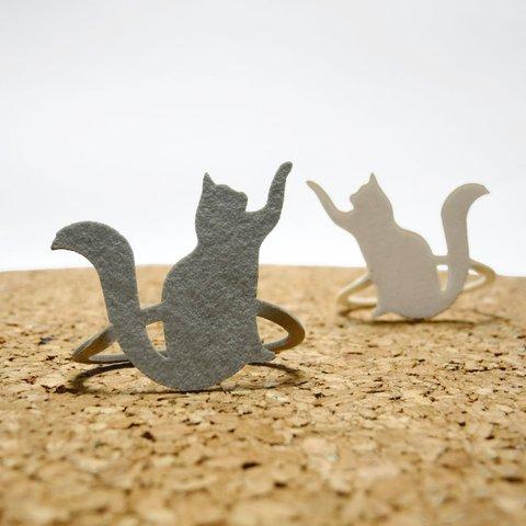 【送料￥84】 猫（ネコ）のブックマーク・白猫 / 灰色猫 セット