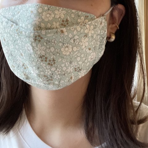 『穏やか清楚さん』3D立体マスク 布マスク 花柄マスク 韓国マスク 女性用サイズ
