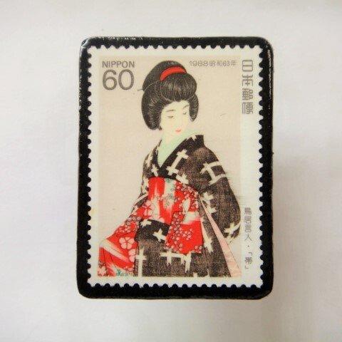 日本　切手ブローチ 1534