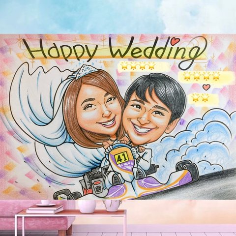 【ウェルカムボード・記念日・誕生日　結婚祝い 】似顔絵オーダーページ　パステル似顔絵　似顔絵ウェルカムボード　結婚祝い似顔絵　