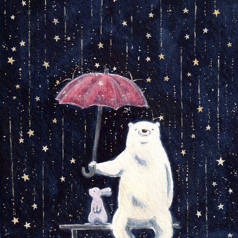 【受注制作】小さな星の雨が降った夜【うさぎとクマ】