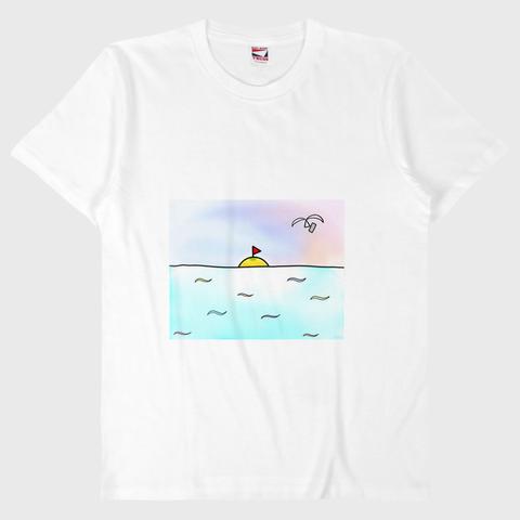 パステルカラー/海デザイン/綿100/Tシャツ