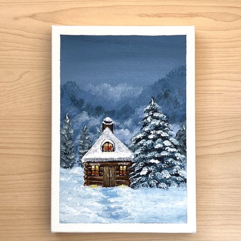 アクリル画《原画》✴︎ 雪景色の夜✴︎