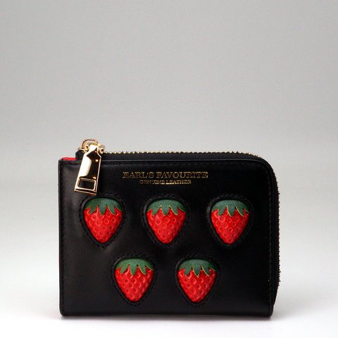 【More Strawberries Collection】L字ファスナーコンパクト財布（赤いちご）