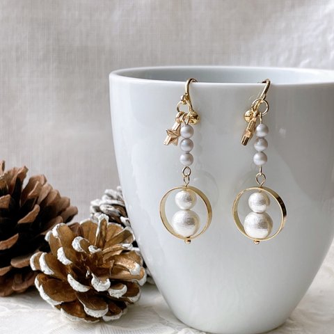 Snowman Christmas earrings❅【受注製作】