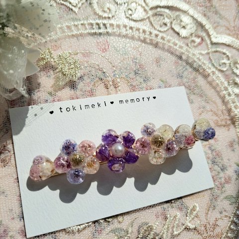 12 ハンドメイド　レジン　ドライフラワーヘアクリップ