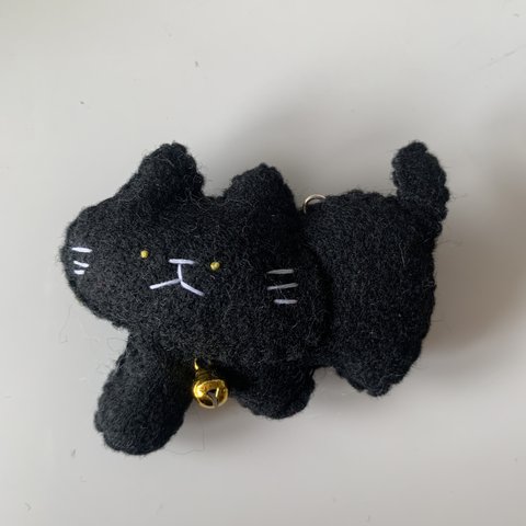 【受注制作】黒猫　＊フェルト・キーホルダー・ストラップ＊