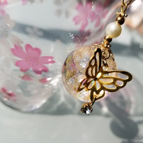 water glass charm  TWINKLE   BUTTERFLY