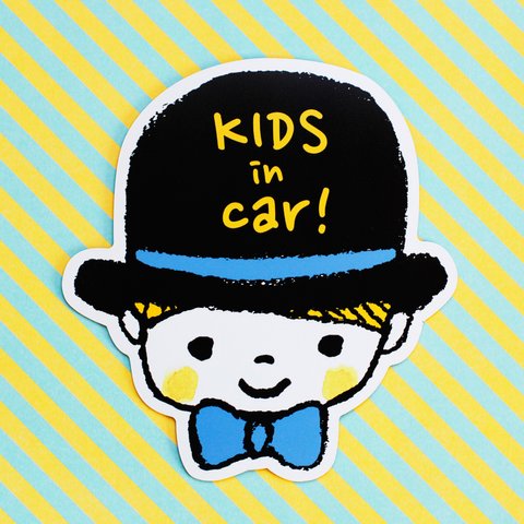  KIDS IN CAR マグネットステッカー(シルクハット）