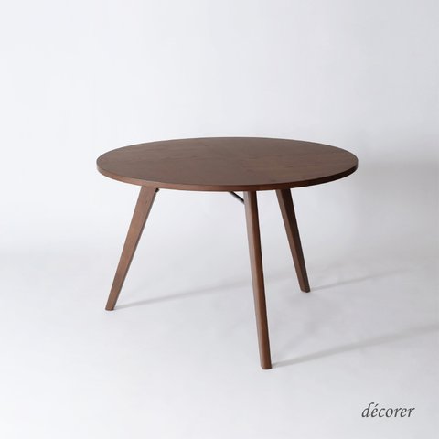 オーク材のラウンドテーブル [ブラウン] [ 直径110cm :2色 ] 北欧スタイル 円卓 丸 ダイニングテーブル 天然突板 木製